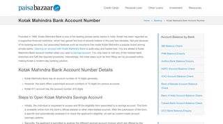 
                            8. Kotak Mahindra Bank Account Number - paisabazaar.com