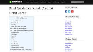 
                            8. Kotak Mahindra Bank Credit & Debit Cards | Guide For ...