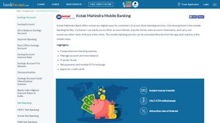 
                            8. Kotak Mahindra Mobile Banking - BankBazaar