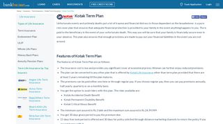 
                            8. Kotak Term Plan – Features & Benefits - BankBazaar