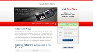 
                            5. Kotak Term Plans - Kotak Mahindra Bank