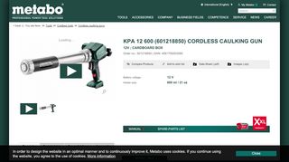 
                            7. KPA 12 600 (601218850) Cordless Caulking Gun | Metabo Power Tools