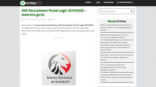 
                            9. KRA Recruitment Portal Login 2019/2020 - www.kra.go.ke