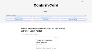 
                            5. Kraft Foods Extranet Login Portal - Confirm Card