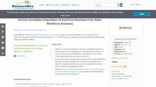 
                            9. Kronos Completes Acquisition of AutoTime Business From Kaba ...