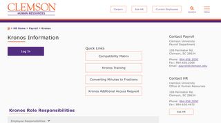 
                            2. Kronos Information - Clemson University