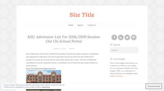 
                            4. KSU Admission List For 2018/2019 Session Out On School Portal ...