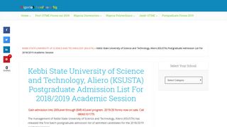 
                            8. KSUSTA Postgraduate Admission List 2018/2019 Released