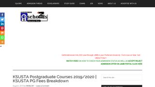 
                            3. KSUSTA Postgraduate Courses & FEES 2019/2020 ksusta.net pg portal