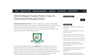 
                            4. KSUSTA Result Checker Portal | How To Check KSUSTA ... - Eduloaded