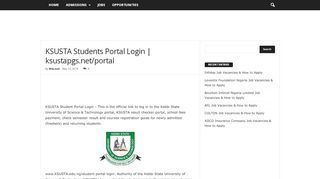 
                            6. KSUSTA Students Portal Login | ksustapgs.net/portal - NGLoud.com