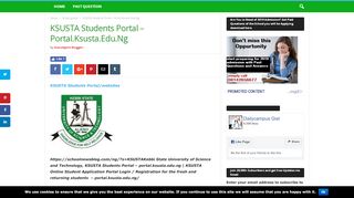 
                            8. KSUSTA Students Portal – Portal.Ksusta.Edu.Ng - Campus News ...