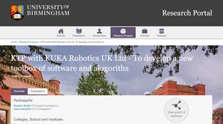 
                            3. KTP with KUKA Robotics UK Ltd - - University of Birmingham ...