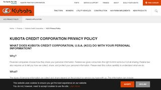 
                            4. Kubota Credit Corporation - Privacy Policy - Kubota