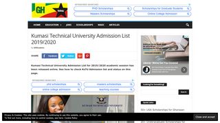 
                            8. Kumasi Technical University Admission List 2019/2020 | GH Students