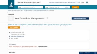 
                            5. Kure Smart Pain Management, LLC | Complaints | Better Business ...