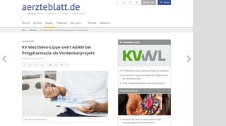 
                            8. KV Westfalen-Lippe sieht AdAM bei Polypharmazie als Vordenkerprojekt