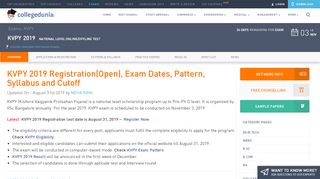 
                            10. KVPY 2019 Registration(Open), Exam Dates, Pattern ...