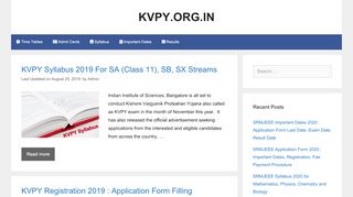 
                            7. kvpy.org.in - KVPY 2019 Registration, Exam Dates, Pattern ...
