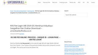 
                            3. KVS Fee Login UBI 2019-20 | Kendriya Vidyalaya Sangathan ...