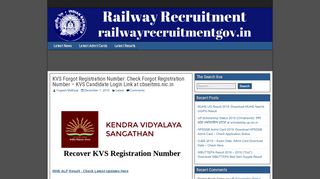 
                            8. KVS Forgot Registration Number - RRB