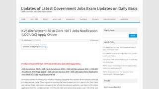 
                            9. KVS Recruitment 2018 Clerk 1017 Jobs Notification …