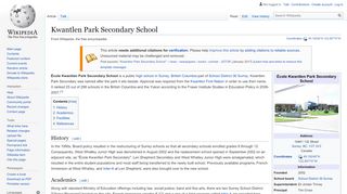 
                            3. Kwantlen Park Secondary School - Wikipedia
