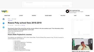
                            3. Kwara Poly school fees 2018-2019 ▷ Legit.ng