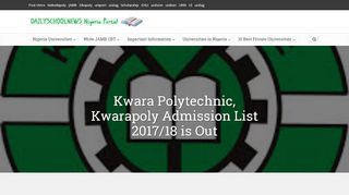 
                            7. Kwara Polytechnic, Kwarapoly Admission List 2017/18 is Out