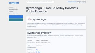 
                            9. Kyazoonga - Email id of Key Contacts, Facts, Revenue
