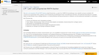 
                            8. L²P - Lehr- und Lernportal der RWTH Aachen - E-Learning ...