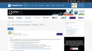 
                            8. L3 - Last weeks preparation - Wiley vs. IFT vs. ... | AnalystForum