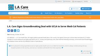 
                            3. L.A. Care Signs Groundbreaking Deal with UCLA to Serve Medi-Cal ...