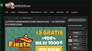 
                            5. La Fiesta Casino Bonus ohne Einzahlung - 5 € GRATIS bei ...