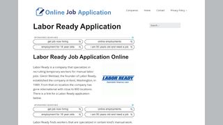 
                            6. Labor Ready Application - (APPLY ONLINE)