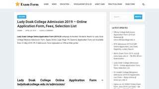 
                            6. Lady Doak College Admission 2019 - examform.co.in