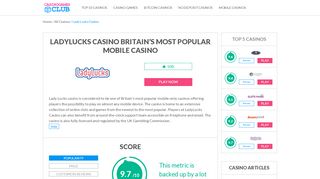 
                            9. LadyLucks Casino Britain's Most Popular Mobile Casino