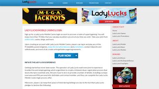 
                            3. Ladylucks—Login & Grab Your £20 Bonus