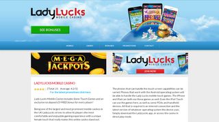 
                            8. LadyLucks Mobile Casino - Match Up To £100 + 100 Spins