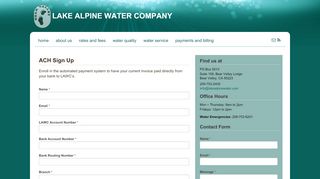 
                            7. Lake Alpine Water Company | ACH Sign Up