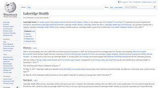
                            7. Lakeridge Health - Wikipedia