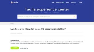 
                            8. Lam Research - How do I create PO based invoice ... - Taulia Support