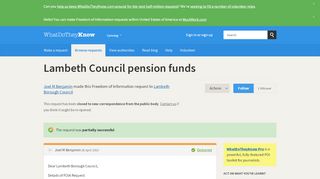 
                            8. Lambeth Council pension funds - a Freedom of Information request to ...