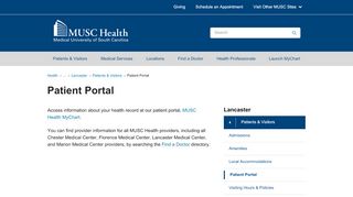 
                            2. Lancaster Patient Portal | MUSC Health | Lancaster, SC