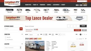 
                            8. Lance RVs | Travel Trailers, Toy Haulers & Campers | Lazydays RV