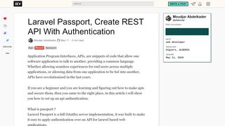 
                            9. Laravel Passport, Create REST API With Authentication - Dev.to