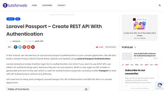 
                            5. Laravel Passport – Create REST API with authentication | TutsForWeb