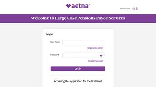 
                            1. Large Case Pensions Payee Services - Login - Aetna