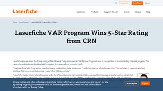 
                            6. Laserfiche VAR Program Wins 5-Star Rating from CRN ...