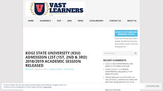 
                            3. [LATEST] KSU Admission List 2018/2019 Is Out On Portal || Vastlearners